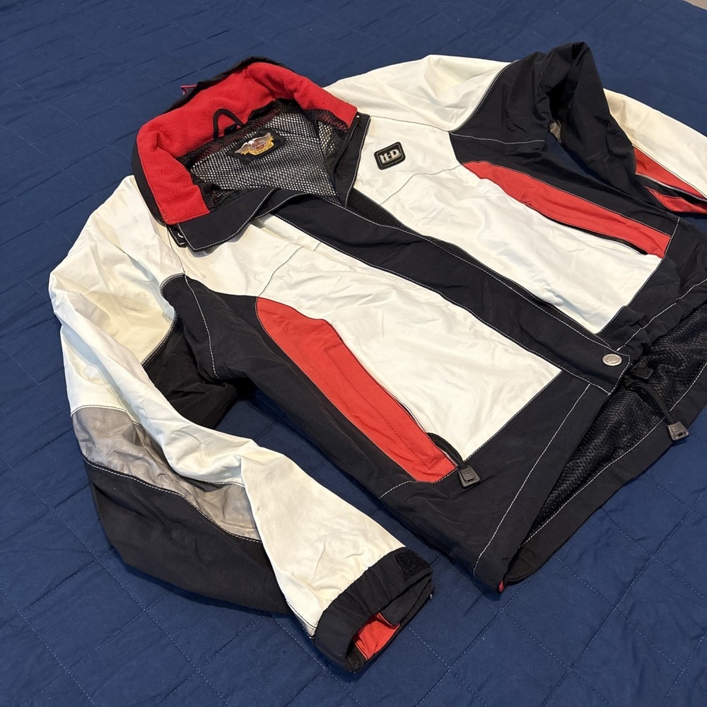 Harley Davidson Nylon Heavy Windbreaker Jacket Womens M Very Good Condition - Picture 2 of 16
